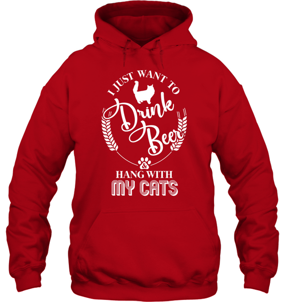 I Just Want To Drink Beer And Hang with My Cats - Hoodie